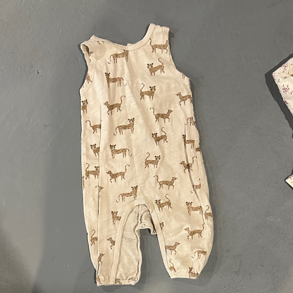 Rylee + Cru Cream Romper with Animal Pattern